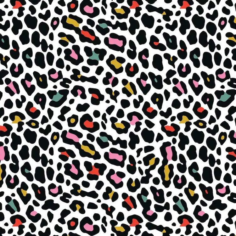 Quilting Fabric - Colourful Leopard Print on White from Everyday You by CDS for Camelot 50210906-01