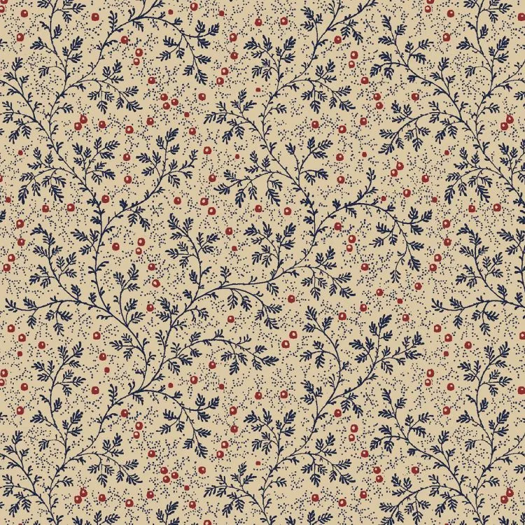 Quilt Backing Fabric 108" Wide - Navy Berry Vine on Cream by Windham 50665-2