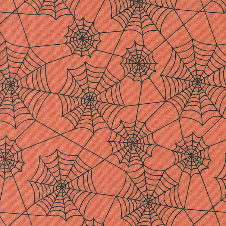 Quilting Fabric - Halloween Cobwebs on Orange from Hey Boo! by Lella Boutique for Moda 5213-12