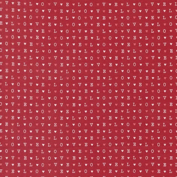 Quilting Fabric - Love Text on Red from Love Blooms by Lella Boutique for Moda 5225 12