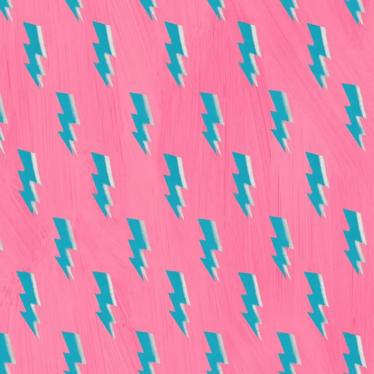 Quilting Fabric - Lightning Bolt on Pink from Happy by Carrie Bloomston for Windham 53126-9