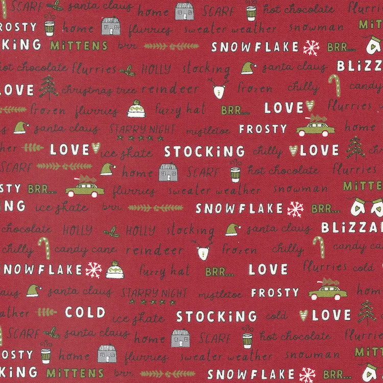 Quilting Fabric - Winter Words on Red from Blizzard by Sweetwater for Moda 55620 14