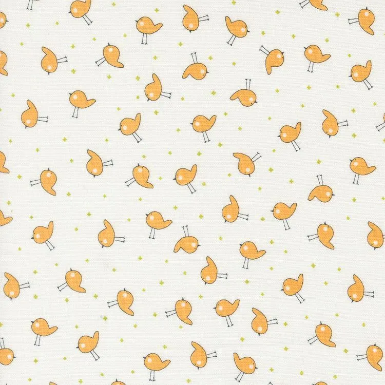 Quilting Fabric - Yellow Birds on Off White from Shine by Sweetwater for Moda 55674 15