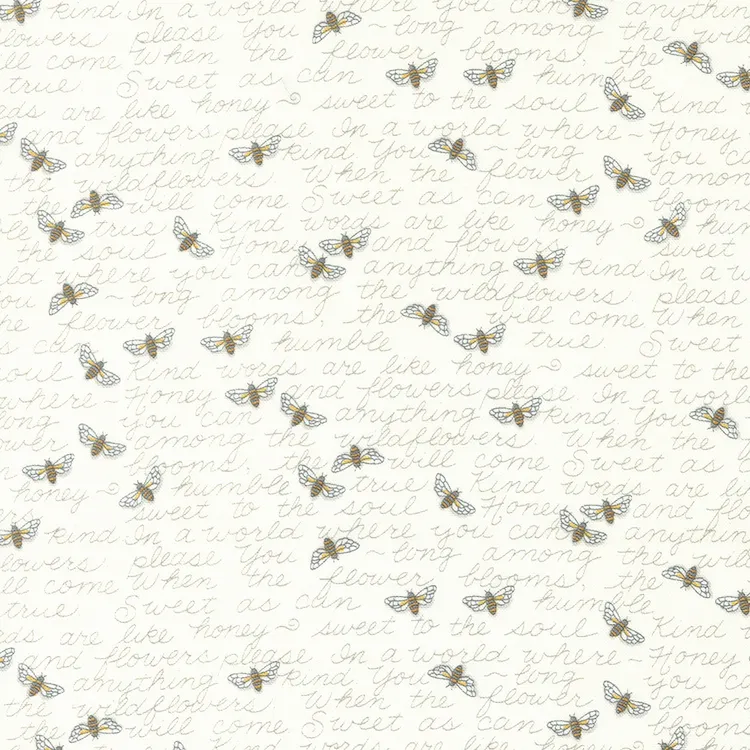 Quilting Fabric - Bees and Text on Off White from Honey and Lavender by Deb Strain for Moda 56084 11