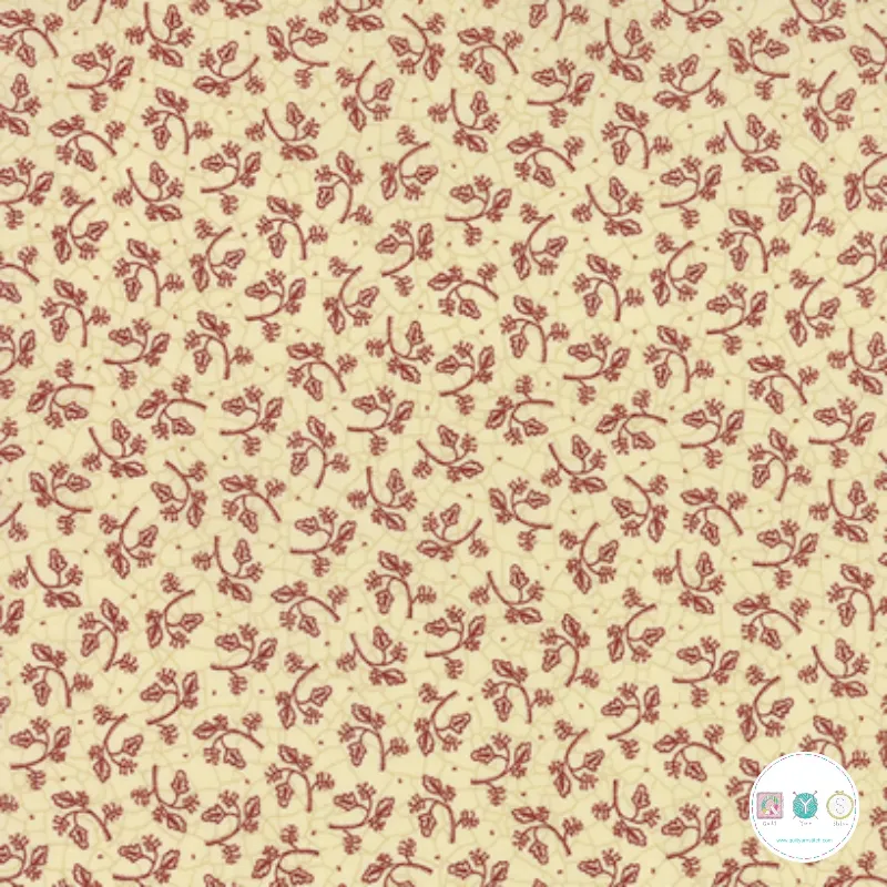 Quilting Fabric -Red Sprigs on Warm Cream from Patchwork Garden by Kathy Schmitz for Moda 6062