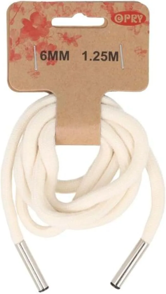 6mm Hoodie Cord in Cream - 1.25m