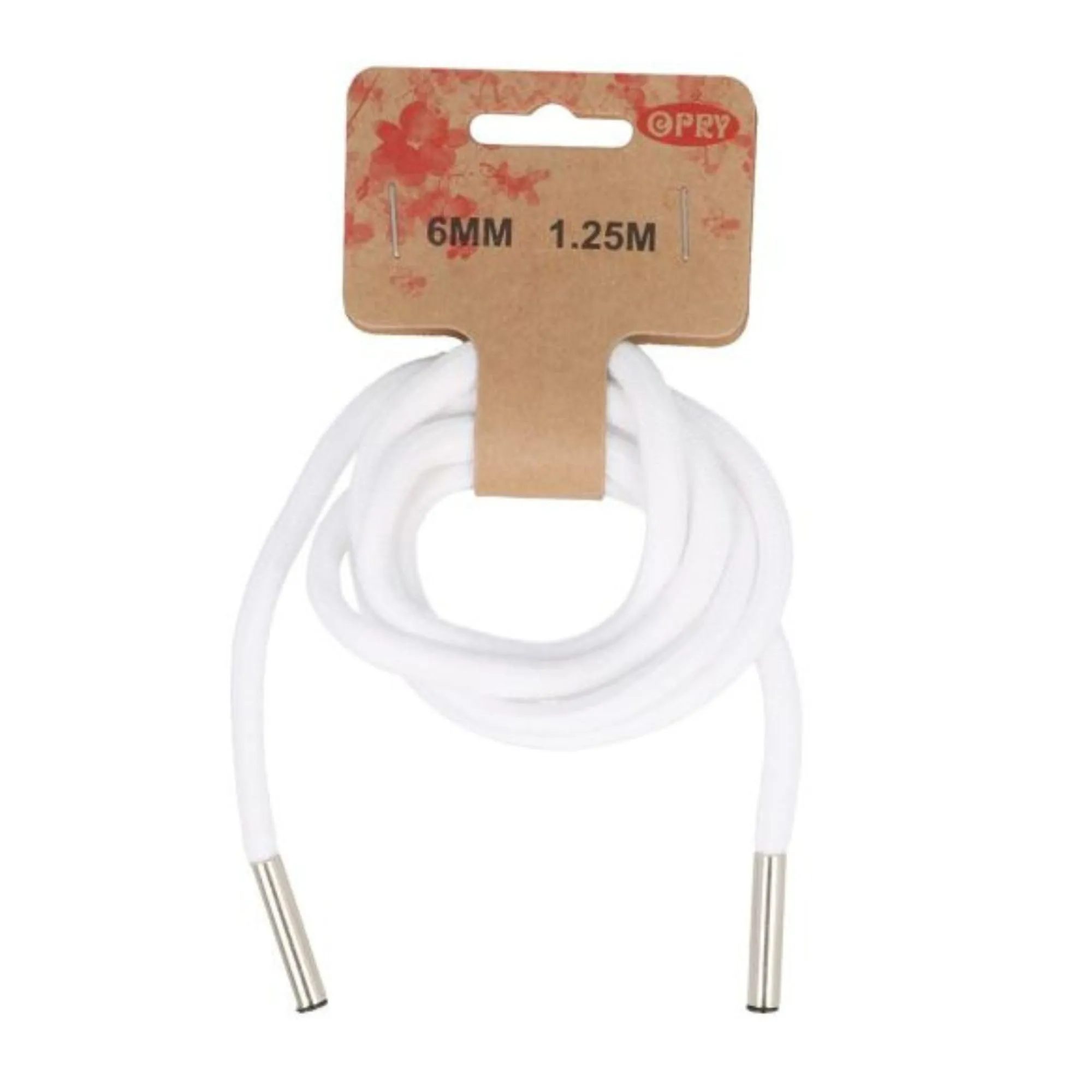 6mm Hoodie Cord in White - 1.25m