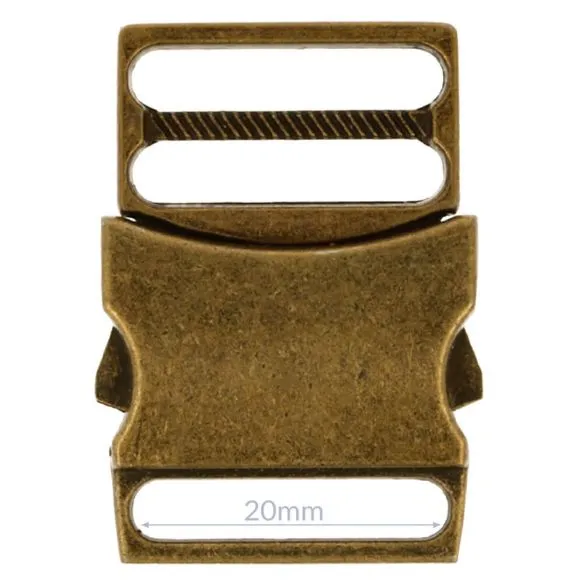 Bag Making - Side Release Clip Buckle 20mm in Antique Brass (Pack of 1)