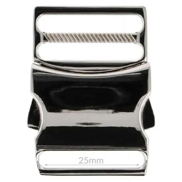 Bag Making - Side Release Clip Buckle 25mm in Silver (Pack of 1)