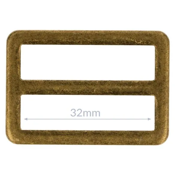 Bag Making - Slider / Buckle 32mm in Antique Brass (2 per pack)