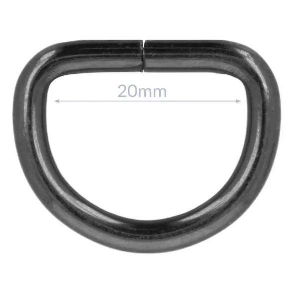 Bag Making - D Ring 20mm in Antique Black (2 per pack)