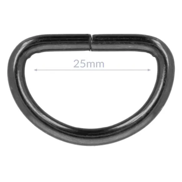 Bag Making - D Ring 25mm in Antique Black (2 per pack)