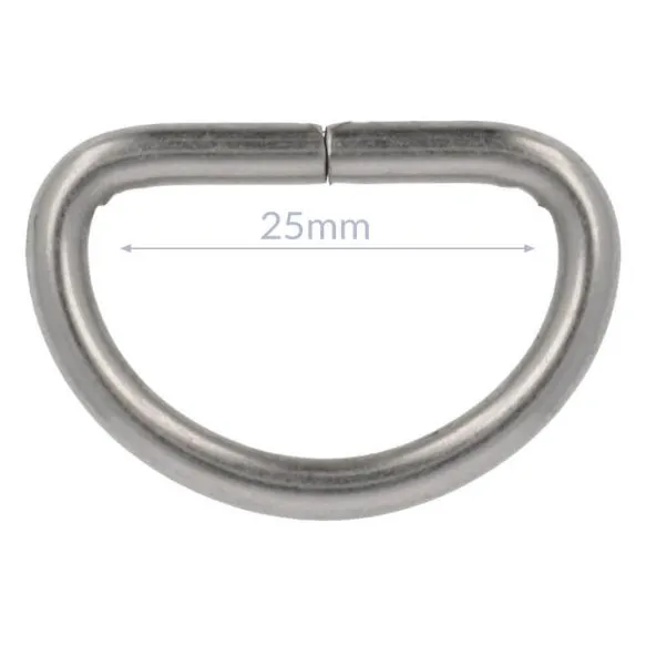 Bag Making - D Ring 25mm in Distressed Silver (2 per pack)