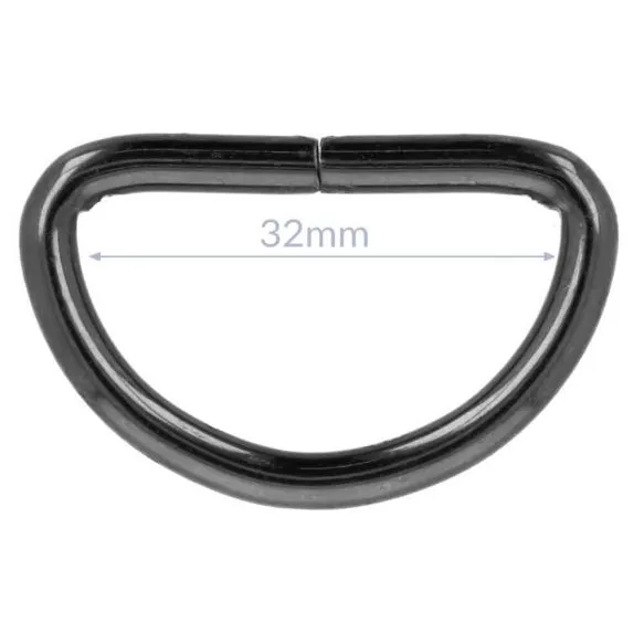 Bag Making - D Ring 32mm in Antique Black (2 per pack)