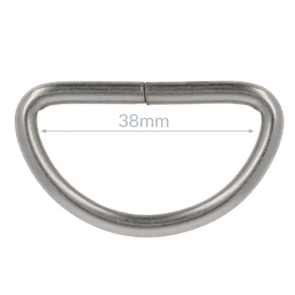 Bag Making - D Ring 38mm in Distressed Silver (2 per pack)