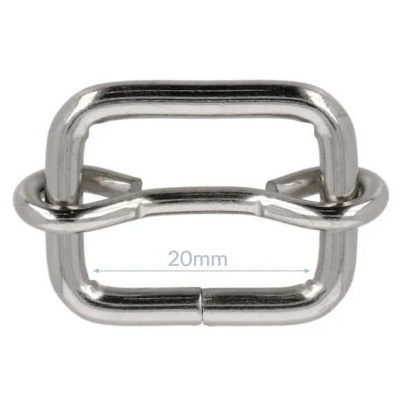 Bag Making - Adjustable Slider 20mm in Silver (2 per pack)