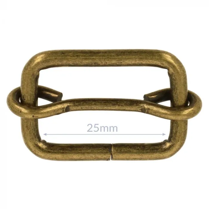 Bag Making - Adjustable Slider 25mm in Antique Brass (2 per pack)