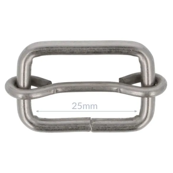 Bag Making - Adjustable Slider 25mm in Distressed Silver (2 per pack)