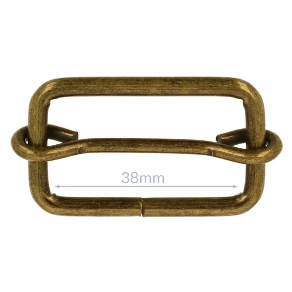 Bag Making - Adjustable Slider 38mm in Antique Brass (2 per pack)