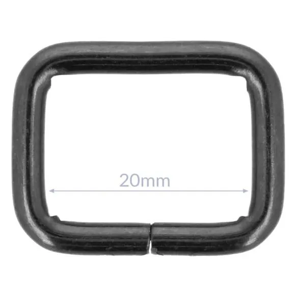 Bag Making - Rectangular Ring 20mm in Antique Black (2 per pack)