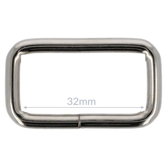 Bag Making - Rectangular Ring 32mm in Silver (2 per pack)