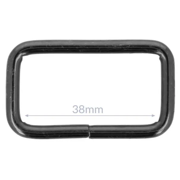 Bag Making - Rectangular Ring 38mm in Antique Black (2 per pack)