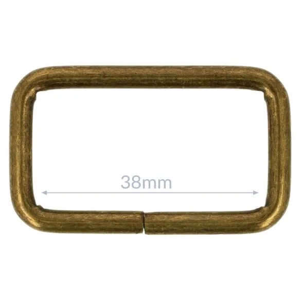 Bag Making - Rectangular Ring 38mm in Antique Brass (2 per pack)