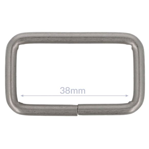 Bag Making - Rectangular Ring 38mm in Distressed Silver (2 per pack)