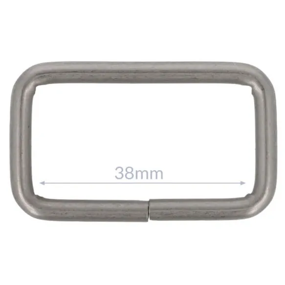 Bag Making - Rectangular Ring 38mm in Distressed Silver (2 per pack)