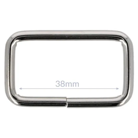 Bag Making - Rectangular Ring 38mm in Silver (2 per pack)