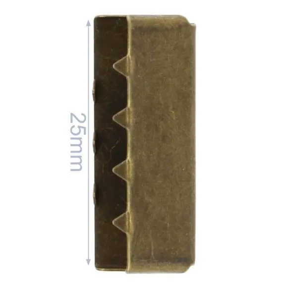 Bag Making - End Cap 25mm in Antique Brass (2 per pack)