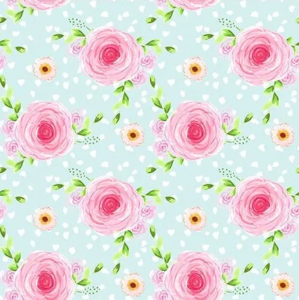 Quilting Fabric - Roses on Blue from Flower Market by Jennifer Heynen for In The Beginning Fabrics 6JHS 1