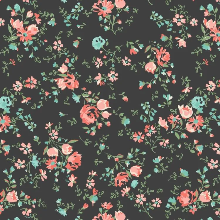 Quilting Fabric - Anglesey Floral on Charcoal from The Nottingham by Laura Ashley for Camelot 71170201 05