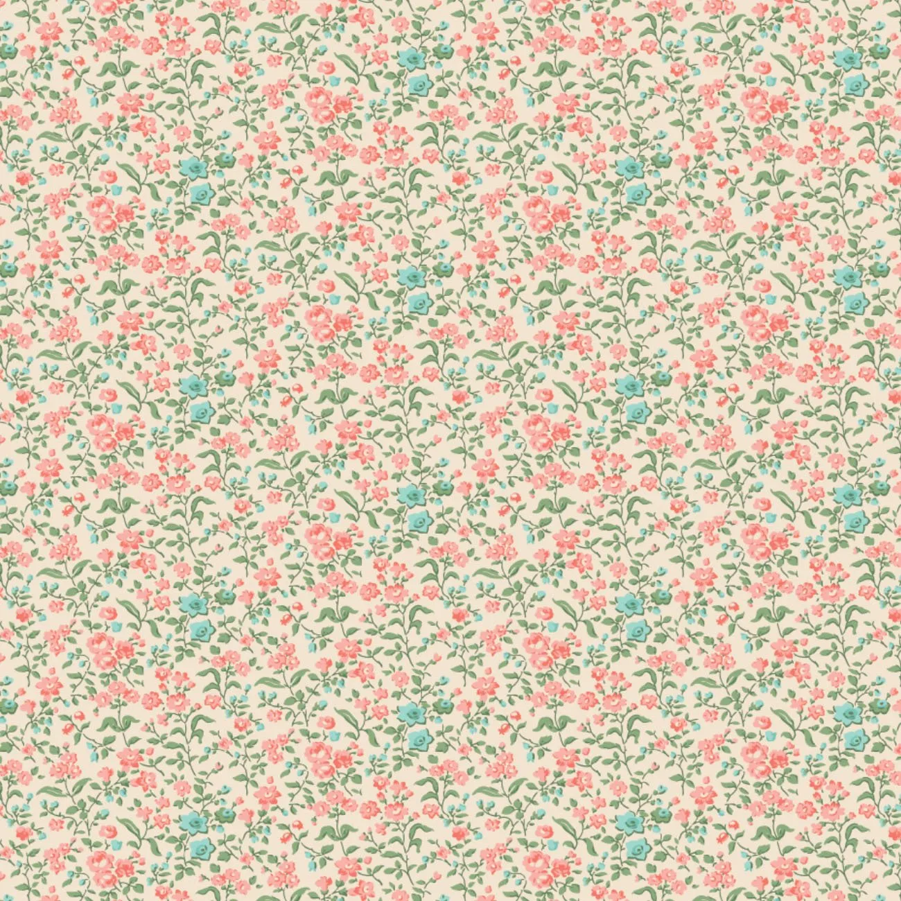 Quilting Fabric - Tinsley Floral on Cream from The Nottingham by Laura Ashley for Camelot 7140801 06