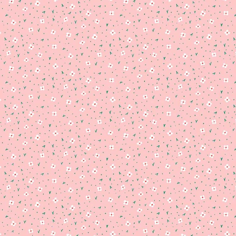 Quilting Fabric - Calico Floral on Pink from Garden Jubilee by Phoebe Wall for Figo 90417-21