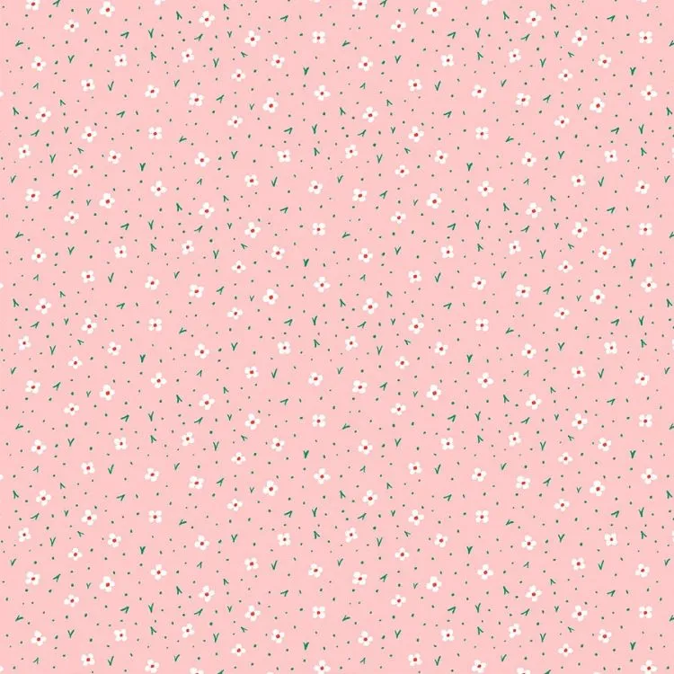 Quilting Fabric - Calico Floral on Pink from Garden Jubilee by Phoebe Wall for Figo 90417-21