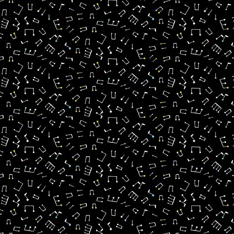 Quilting Fabric - Music Notes on Black from Band Practice by Carly Gledhill for Figo 90430-99