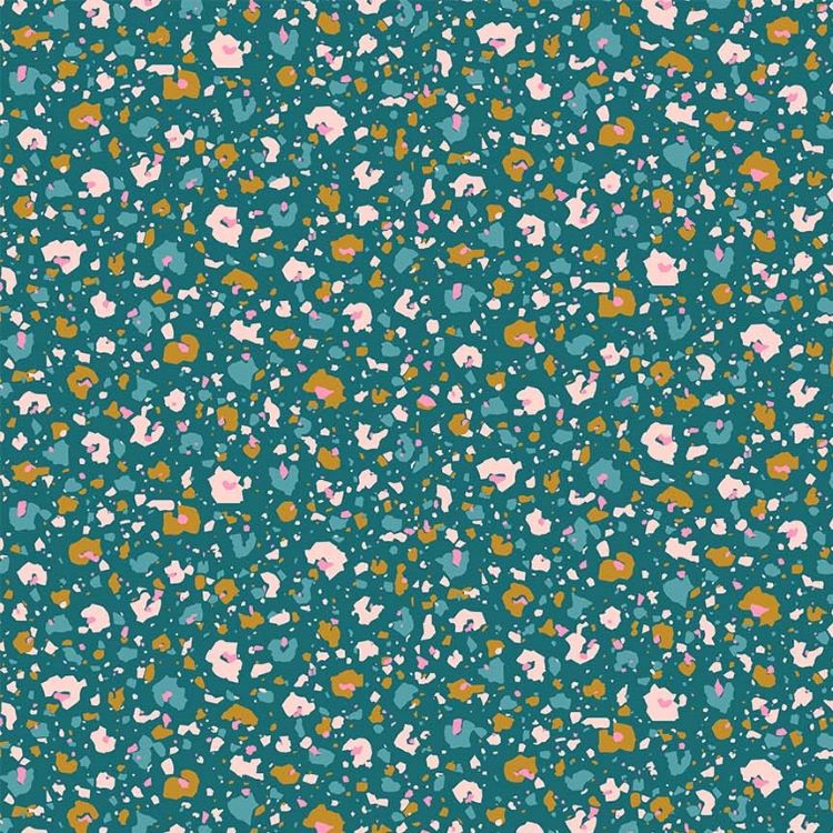 Quilting Fabric - Terrazzo Leopard Print on Green from Dreamscape by Josephine Kimberling for Figo 90569 10