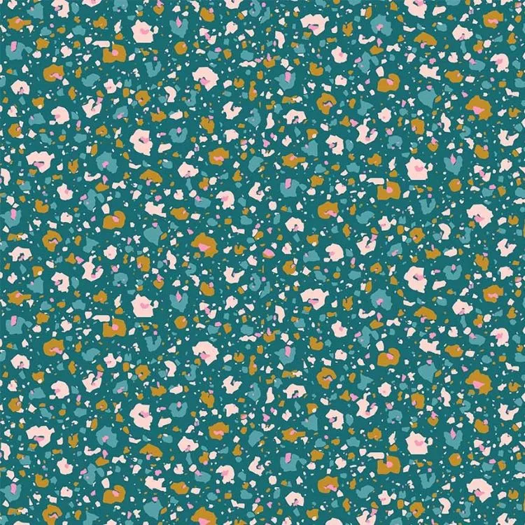 Quilting Fabric - Terrazzo Leopard Print on Green from Dreamscape by Josephine Kimberling for Figo 90569 10