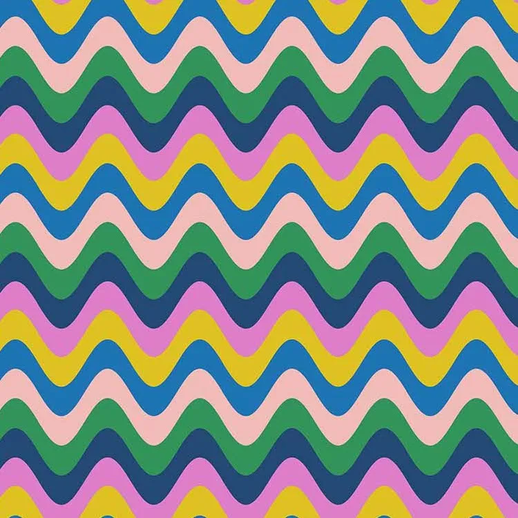 Quilting Fabric - Groovy Colourful Waves from Magic Garden by Josephine Kimberling for Figo 90708-45