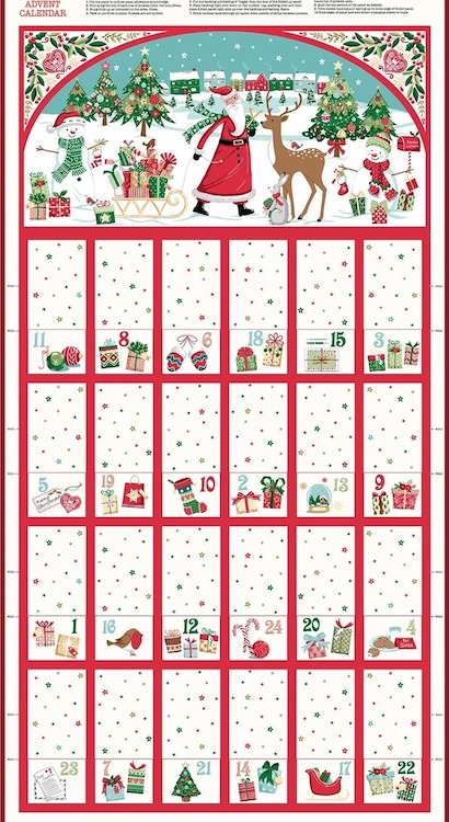 Quilting Fabric Panel - Christmas Wishes Advent Calendar by Makower UK for Andover 