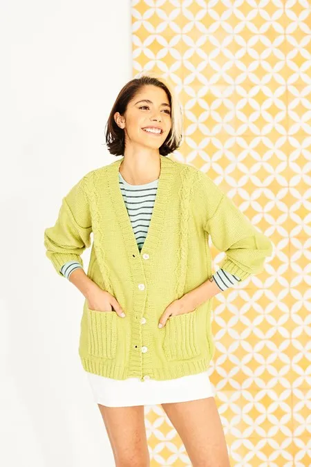 Knitting Pattern - Dk Cardigans With Pocket And Cable by Stylecraft 9848