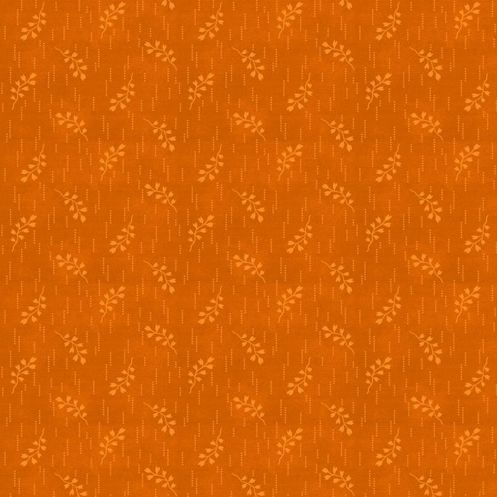 Quilting Fabric - Sprig Toss on Orange from Rainbow Sampler by Kaye England for Wilmington Prints 98712-888