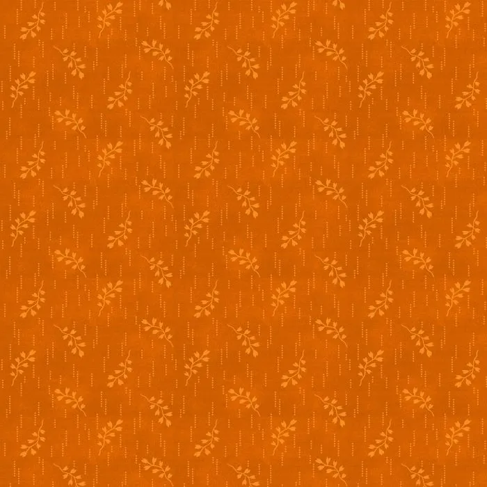 Quilting Fabric - Sprig Toss on Orange from Rainbow Sampler by Kaye England for Wilmington Prints 98712-888