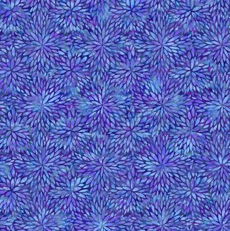 Quilting Fabric - Floral Batik Style on Blue from Sunshine by Jason Yenter for In The Beginning 9SS-2