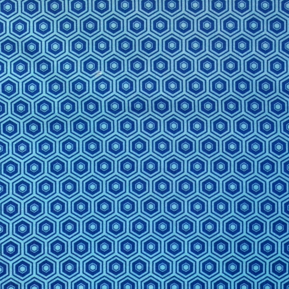 Quilting Fabric - Hexagons on Royal Blue from Mixology for Camelot 21420016