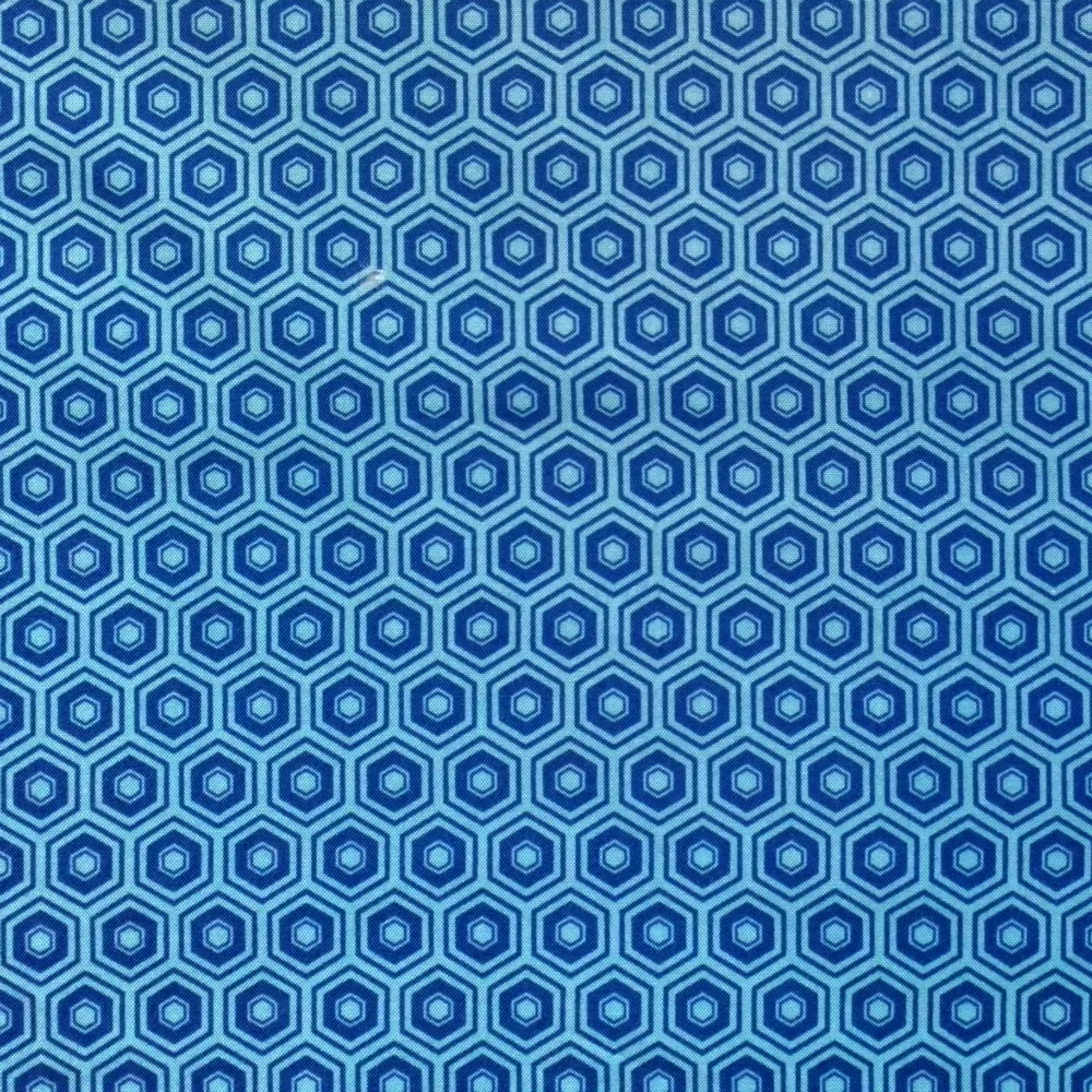 Quilting Fabric - Hexagons on Royal Blue from Mixology for Camelot 21420016