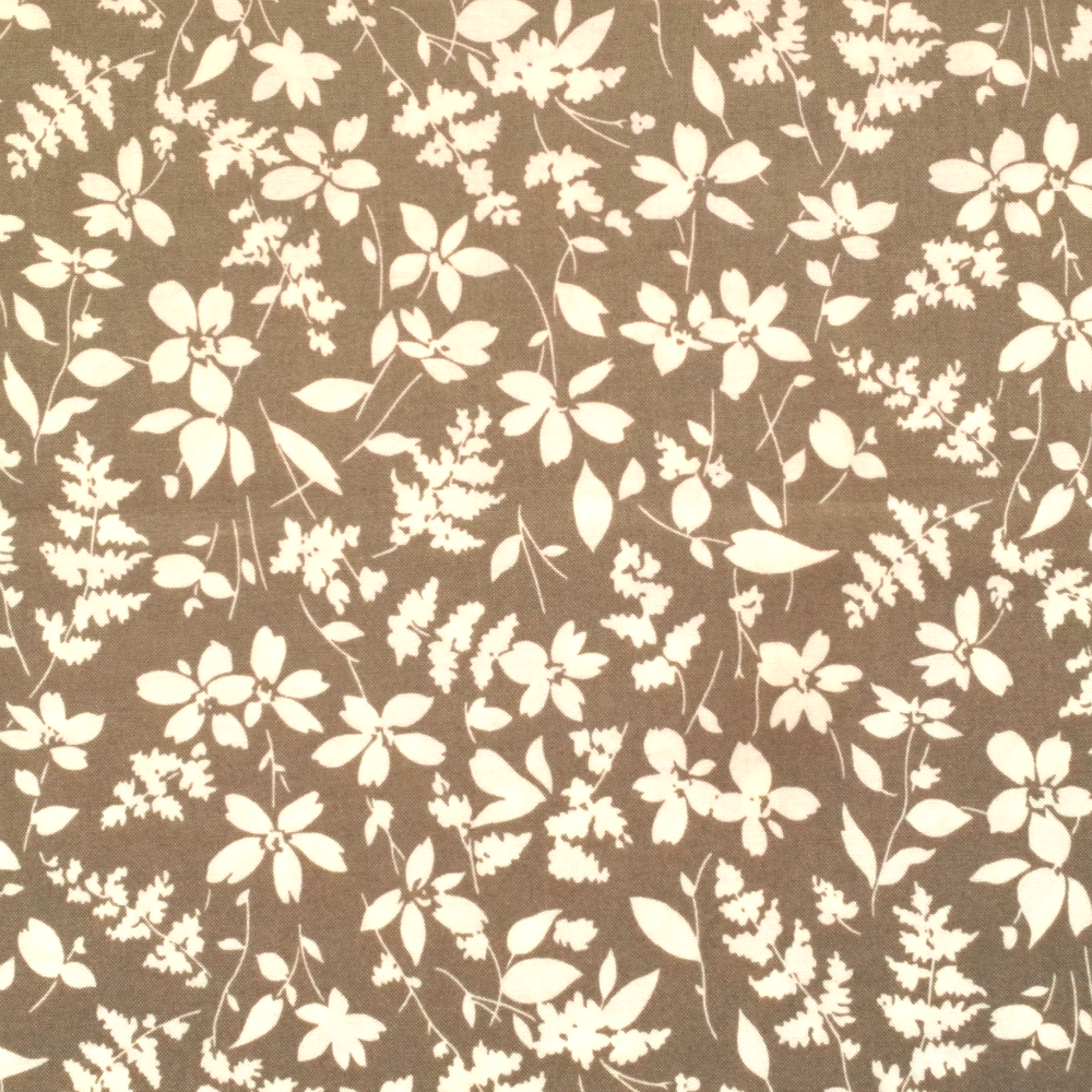 Quilting Fabric - White Flowers on Taupe from Basic Mixology by Studio M for Moda