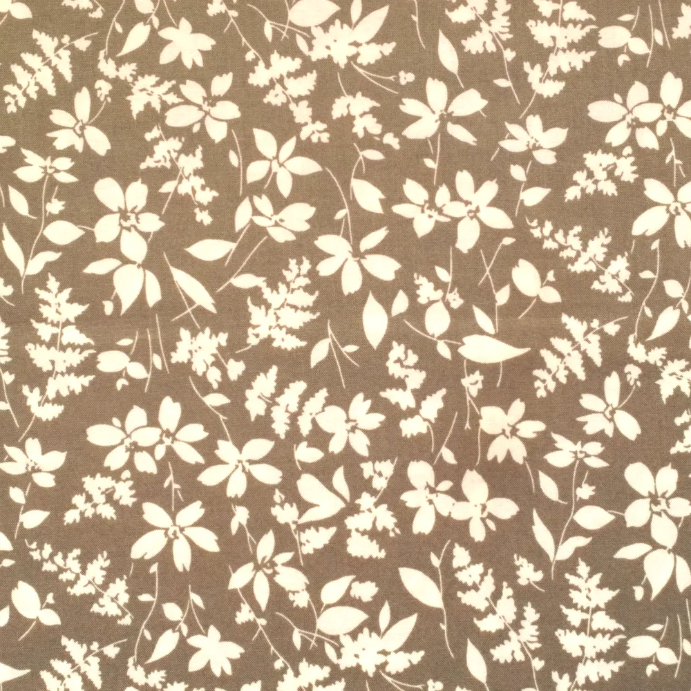 Quilting Fabric - White Flowers on Taupe from Basic Mixology by Studio M for Moda