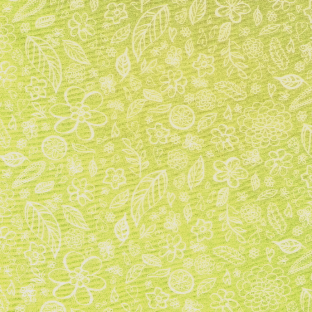 Quilting Fabric - Green Leaves from Sketchy Birds for AE Nathan Co 3925